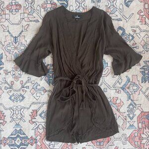 Lulus Matty Boy Flap Pocket Romper Dark Olive - size Small